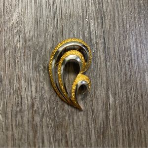 SOLD Vintage Sparkly Gold & Silver Tone Swirl  Brooch Pin